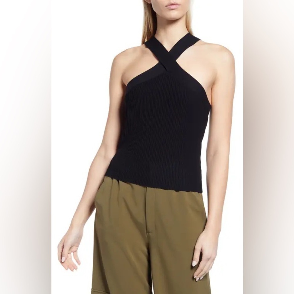 NWT HALOGEN Cross Neck Halter Sweater Tank